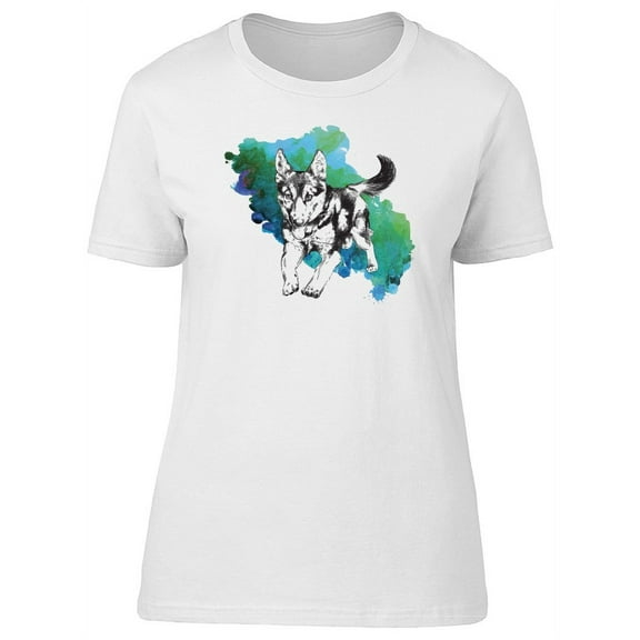 German Shepherd Puppy Sketch T-Shirt Women -Image by Shutterstock, Female Small