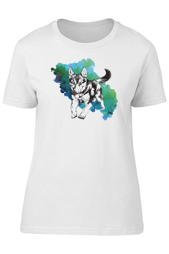 German Shepherd Puppy Sketch T-Shirt Women -Image by Shutterstock, Female Small