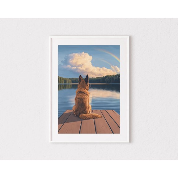 German Shepherd Rainbow Bridge Wall Art Print