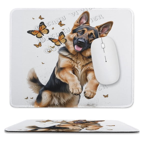 German Shepherd Rectangle Personalized Computer Mouse Pads Design, Washable Mouse Mat, Gaming Office Home Non-Slip Rubber Base Mousepad 10"x12"