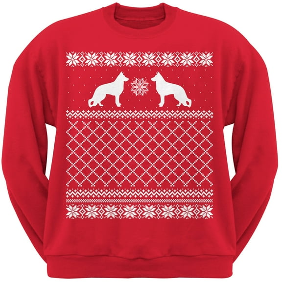 German Shepherd Red Adult Ugly Christmas Sweater Crew Neck Sweatshirt