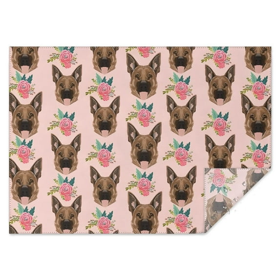 German Shepherd with Roses Rectangle Tablecloth 60"x84",Waterproof Polyester Rectangle Table Cloth, Wipeable Spillproof Polyester Tablecloth for Dining, Camping, Indoor and Outdoor