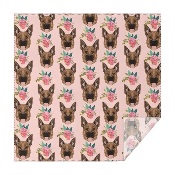 German Shepherd with Roses Square Tablecloth,Waterproof Square Table Cover,Wipeable Spillproof Washable Table Cover for Home Kitchen Party Decor 60"x60"(152x152cm)