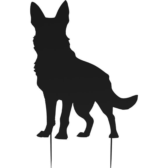 German Shepherd Shadow Yard Stake - Black - 24 in. - Durable Metal Design