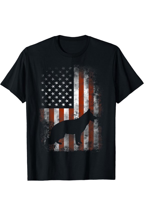 German Shepherd Shirt American Flag USA Patriotic Dog Gift T-Shirt