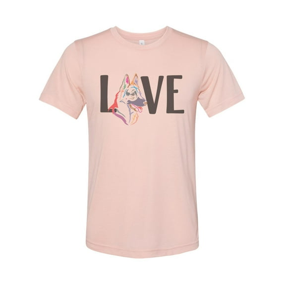 "German Shepherd Shirt, Love German Shepherd, Unisex, Soft Bella Canvas, German Shepherd Owner, German Shepherd Mom, K-9 Shirt, Service Dog, Peach, 2XL"