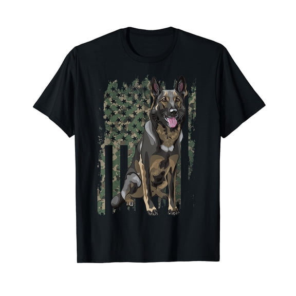 German Shepherd Shirt Patriotic Camo American Flag Dog Breed T-Shirt For Dog Lover Gift