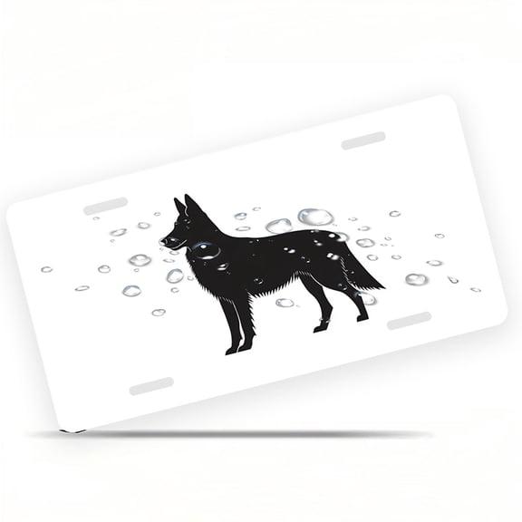 German Shepherd Silhouette Front License Plate, Metal License Plate, Funny Standard Plates Personalized Novelty Decorative For Men/Women/Boys/Girls Car 6×12 0 Inch