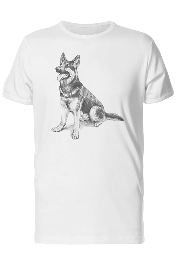 German Shepherd Sketch T-Shirt Men -Image by Shutterstock, Male Medium