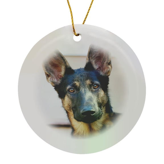 3drose, German Shepherd. Smart Dog. Popular Breed., Circle Porcelain Ornament