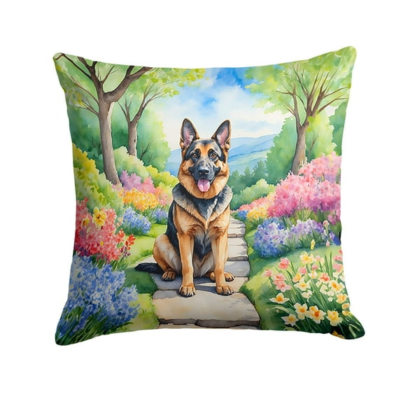 German Shepherd Spring Path Throw Pillow 18 in x 18 in