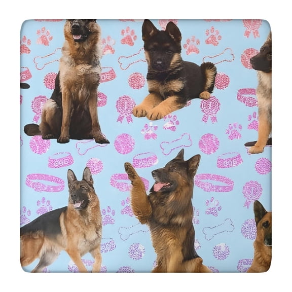 German Shepherd Square Fitted Tablecloth with Elastic Edge,Square Table Cover,Washable Elastic Table Cover for Home Kitchen Party Decor 36"x36"