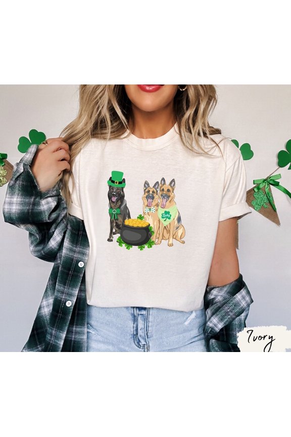 German Shepherd St Patricks Day Mom Dog Lover T-Shirt All size S-3XL