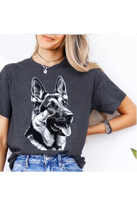German Shepherd T-Shirt: Realistic Dog Portrait Graphic Tee TSHIRT All Size S-5XL