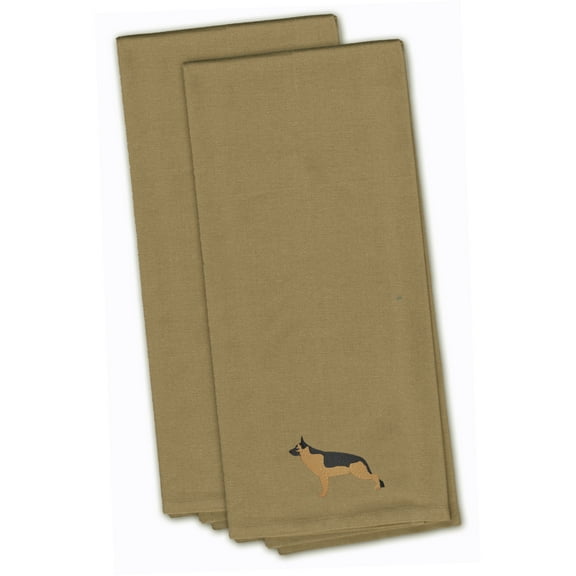 German Shepherd Tan Embroidered Towel Set of 2