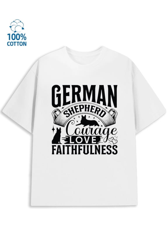 German Shepherd Tee for men animal 180G 100% Cotton white jungle animal Fashion Unisex Shirt Cotton tshirts Funny Unisex Shirt Graphic Tee tshirts Retro Unisex Shirt Cotton tshirts
