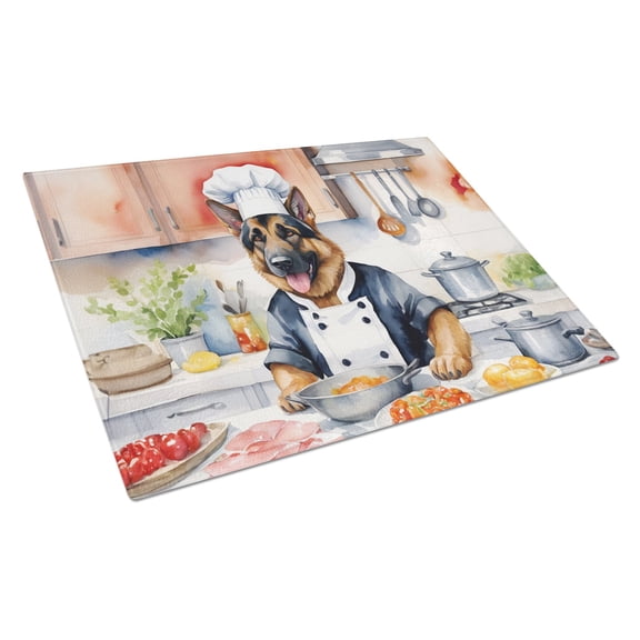 German Shepherd The Chef Glass Cutting Board 12 in x 15 in