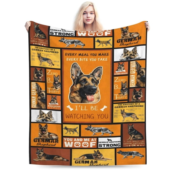 German Shepherd Throw Blanket German Shepherd Puppy Stuff Gifts for Dog Lover Adults Women Men Soft Cozy Warm Plush Fluffy Fuzzy Fleece Blanket Decor 50x40