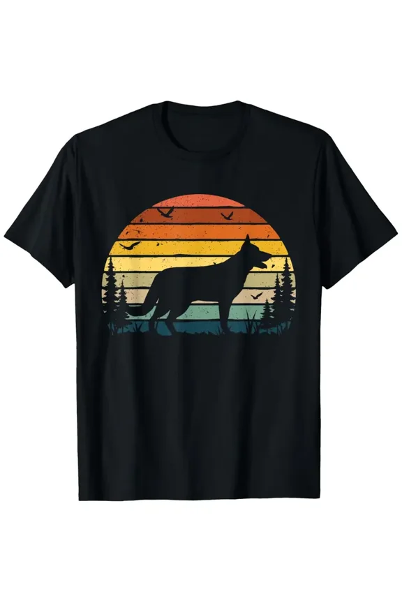 German Shepherd Vintage Retro Graphic T-Shirt for Men & Women, 100% Cotton Comfortable Round Neck Short Sleeve Tee, Casual Summer Pet Lover Gift, S-XXXL
