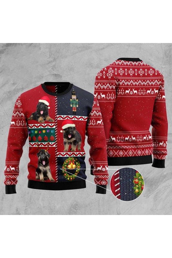 German Shepherd Vintage Ugly Christmas Sweater, Funny Xmas Sweater, Sweater Xmas