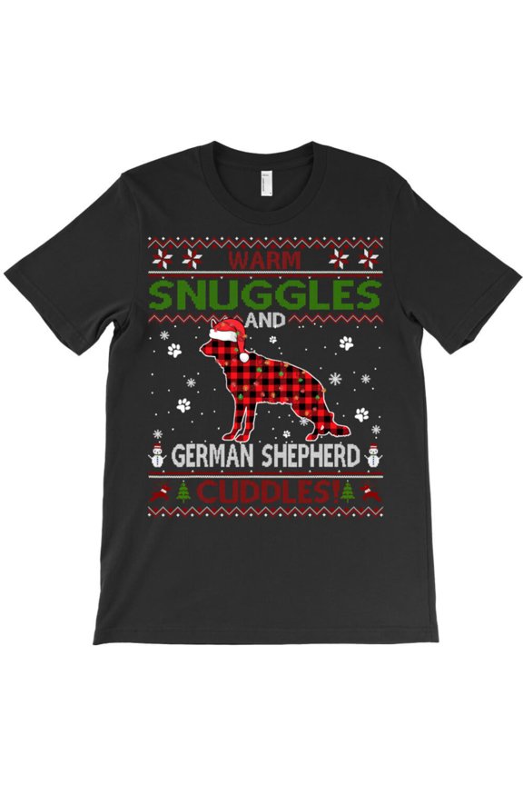 German Shepherd Warm Snuggles And Cuddles Funny Funny Sweater Holiday Graphic T-Shirt - Thoughtful Gift Idea G10383, Up to 5XL