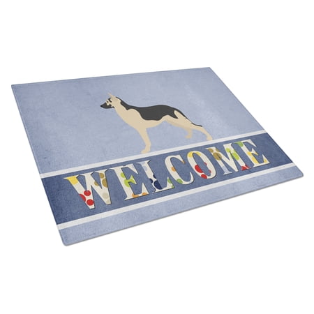 German Shepherd Welcome Glass Cutting Board Large Blue