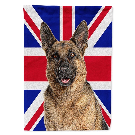 German Shepherd with English Union Jack British Flag Flag Canvas House Size