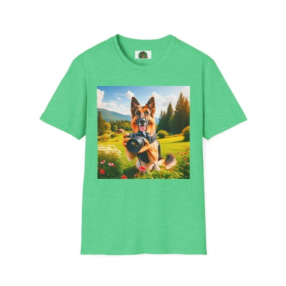 German Shepherd taking photos shirt