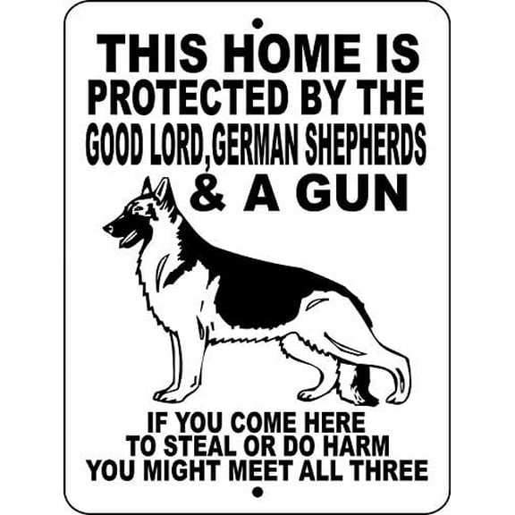 German Shepherds Dog No Trespassing Warning Gate Metal Tin Sign Poster Sign Decor for Home Bar Diner Pub Yard Signs