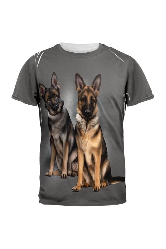German Shepherds Live Forever All Over Adult T-Shirt