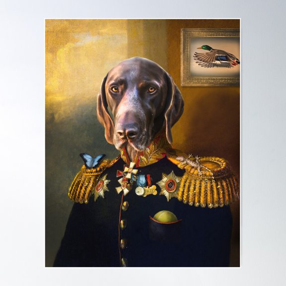 German Short Haired Pointer Dog Portrait - Chip Poster Wall Art, Modern Wall Decor For Living Room Bedroom, 8x12 UNFRAMED