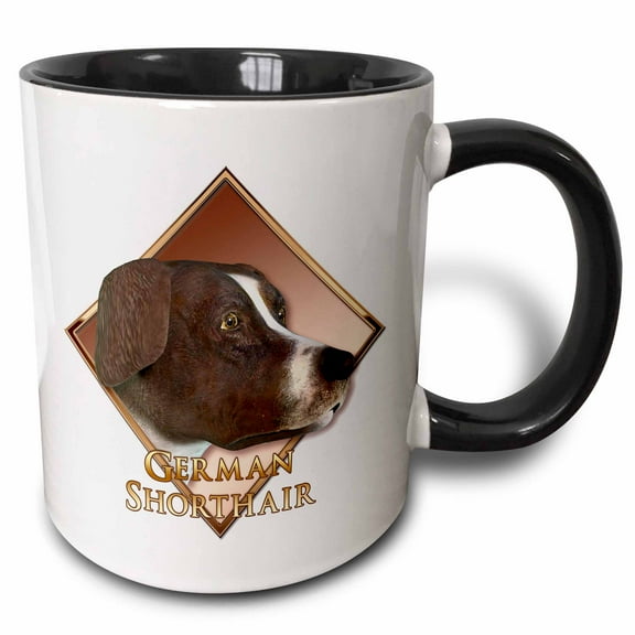 3drose, German Shorthair Dog, 11oz Two-tone Black Mug