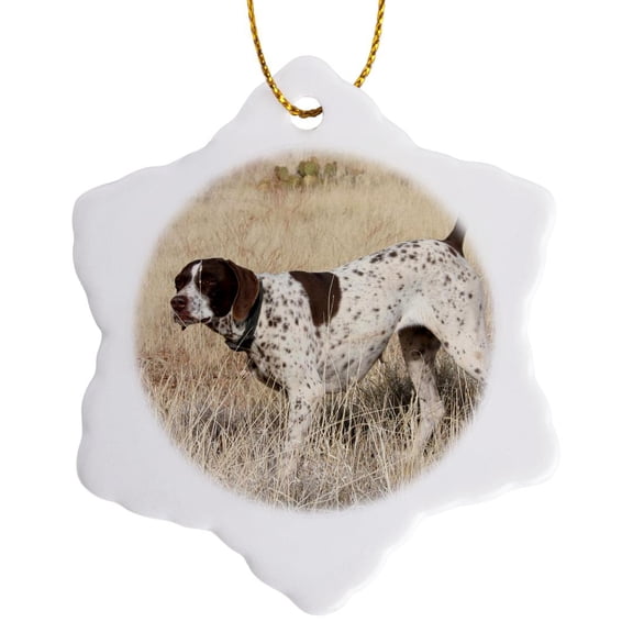 3drose, German Shorthair Pointer, 3 inch Snowflake Porcelain Ornament
