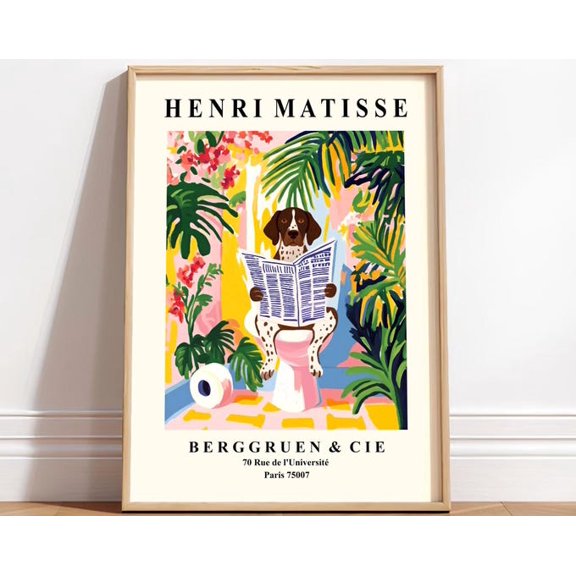 German Shorthair Pointer Dog On Tet Wall Art Print, Unframed Paper Poster 8x10in