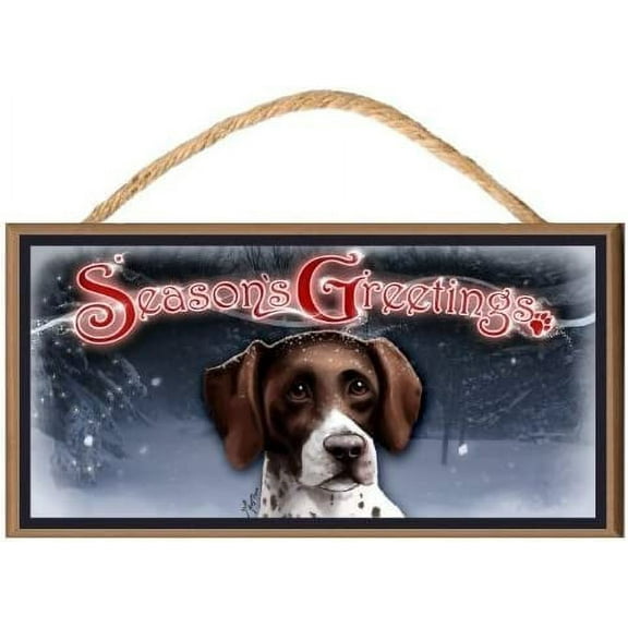 German Shorthair Pointer Dog "Season's Greetings" Dog Sign / Plaque featuring the art of Scott Rogers