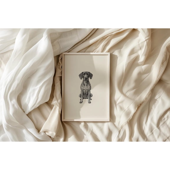 German Shorthaired Pointer Art Poster: Bird Dog Drawing, Unframed Poster Size 8x12