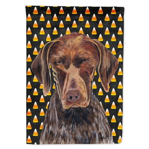 German Shorthaired Pointer Candy Corn Halloween Portrait Garden Flag