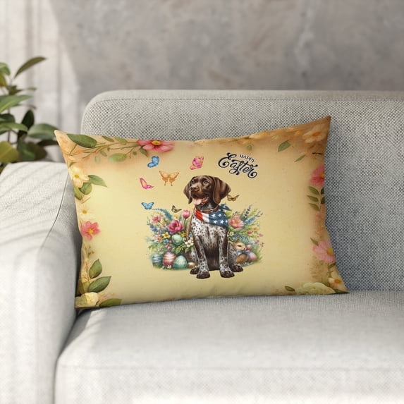 German Shorthaired Pointer Celebrates Spring and Enjoys a Happy Easter Pillowcase Double Sided GSP Lover Dog Gift Pillow Case Covers - 02001