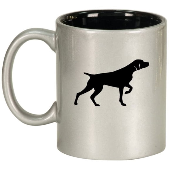 German Shorthaired Pointer Ceramic Coffee Mug Tea Cup Gift for Her, Him, Women, Men, Wife, Husband, Mom, Dad, Boyfriend, Son, Friend, Cute, Birthday, Anniversary, Puppy, Dog Lover (11oz Silver)