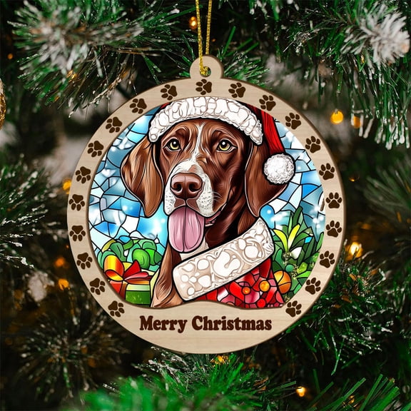 German Shorthaired Pointer Christmas Dog Ornament, German Shorthaired Pointer Dog Christmas GiftsGerman Shorthaired Pointer Dog SunCatcher Christmas Gifts, Christmas Decor