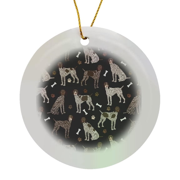 3drose, German Shorthaired Pointer, Circle Porcelain Ornament