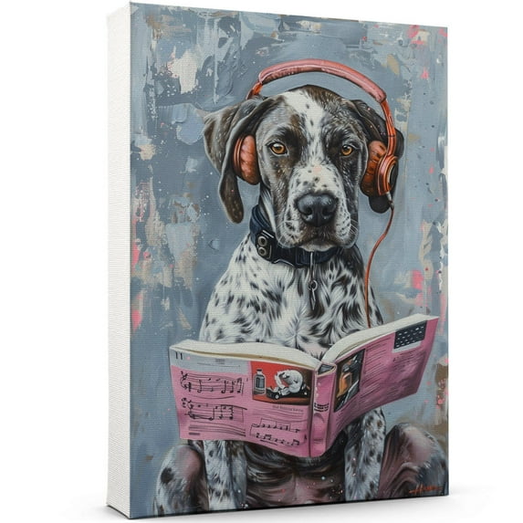German Shorthaired Pointer Decor Poster Unframe, German Shorthaired Pointer Dog Canvas Wall Art, Dog Reading Book Canvas Print Painting Poster Wall Decor Dog Lovers Gifts