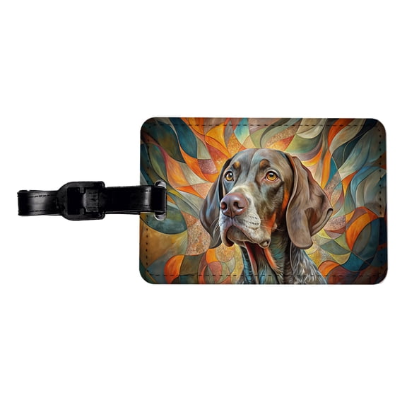 German Shorthaired Pointer Dog Abstract Art Faux Leather Travel Luggage Tag