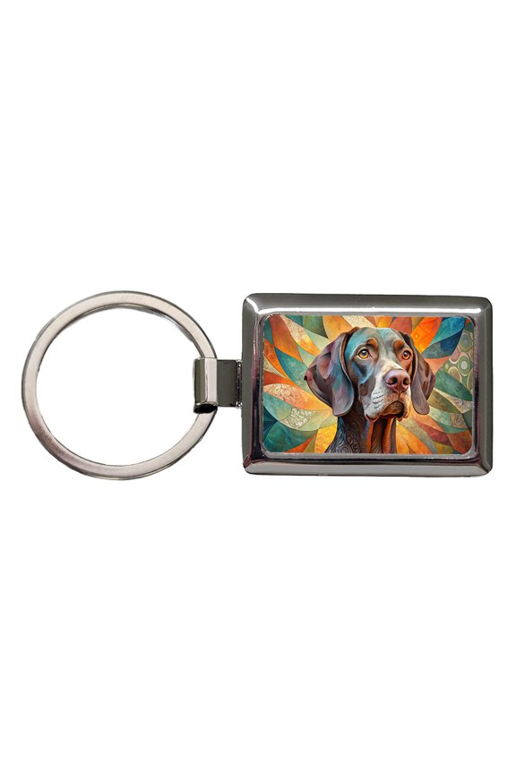 German Shorthaired Pointer Dog Abstract Stylized Art Metal Rectangle Keychain