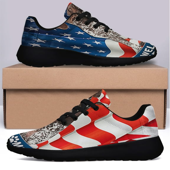 German Shorthaired Pointer Dog American flag Shoes Sneakers Black Size 11