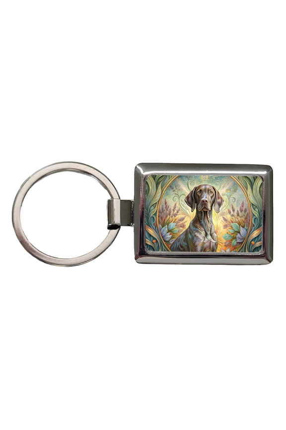 German Shorthaired Pointer Dog Art Nouveau Metal Rectangle Keychain