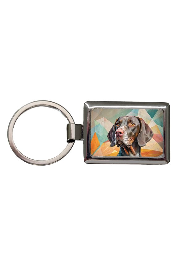 German Shorthaired Pointer Dog Contemporary Art Metal Rectangle Keychain