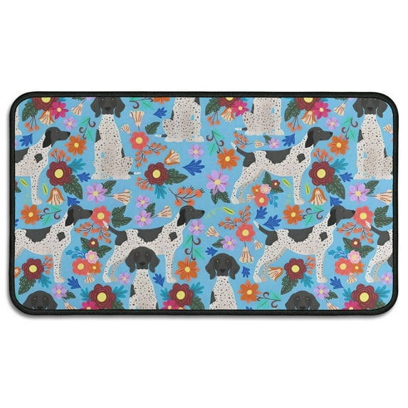 German Shorthaired Pointer Dog and Flower Door Rugs,Washable Non Slip Door Mats Indoor,Decorative Door Mats,Entry Mat Indoor for Entrance,Bedroom,Kitchen,Bathroom,30"x17"