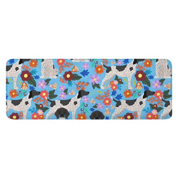 German Shorthaired Pointer Dog and Flower Kitchen Rug Mat,Kitchen Runner Rugs Non Skid Washable,Decorative Kitchen Floor Mats for Kitchen,Sink,Laundry,17"x47.2"