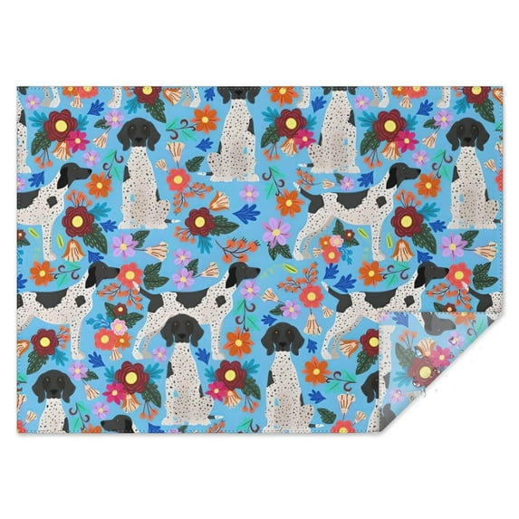 German Shorthaired Pointer Dog and Flower Rectangle Tablecloth 60"x84",Waterproof Polyester Rectangle Table Cloth, Wipeable Spillproof Polyester Tablecloth for Dining, Camping, Indoor and Outdoor
